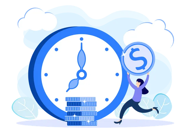 Illustration Vector Graphic Cartoon Character Of Time Is Money Illustration