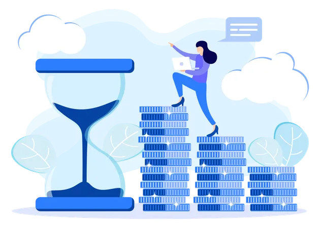 Illustration Vector Graphic Cartoon Character Of Time Is Money Illustration