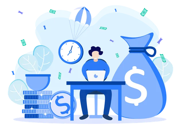 Illustration Vector Graphic Cartoon Character Of Time Is Money Illustration
