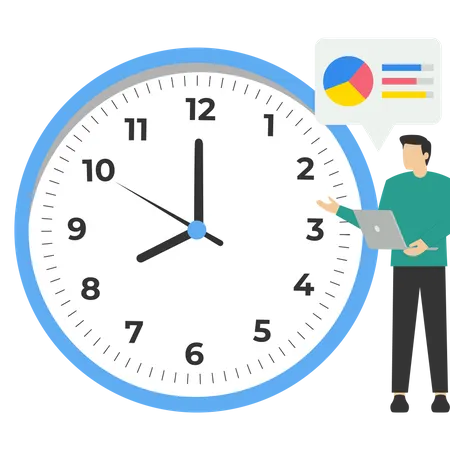 Businessman Standing Beside The Big Clock Managing Time And Achieving Success With His Business Finance Concept Time Management Self Discipline Time Is Money Flat Vector Illustration Illustration