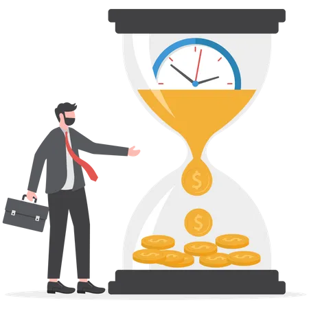 Time Is Money Long Term Investment Return Retirement Pension Fund Concept Clock Illustration