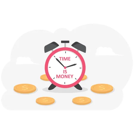 Time Is Money Concept With Clock And Dollars Illustration Vector Cartoon 일러스트레이션