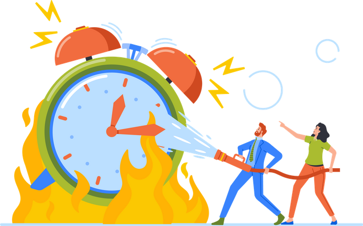 Time is Over with business people Illustration