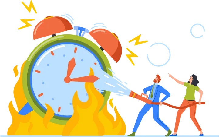 Time is Over with business people Illustration