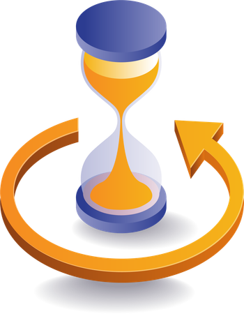 Time loop with hourglass  Illustration