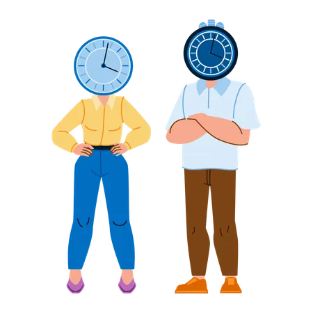 Worker Time Management Vector Business Work Businessman Manager Clock Man Job Professional Office Worker Time Management Character People Flat Cartoon Illustration Illustration