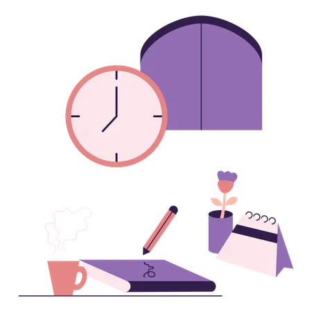 Time Management Planning Office Life Vector Illustration In Flat Style With Productivity Theme Editable Vector Illustration 일러스트레이션