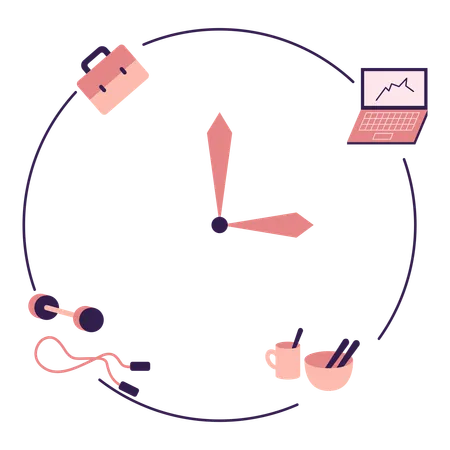 Time Management Concept Of Daily Routine Vector Illustration In Flat Style With Productivity Theme Editable Vector Illustration 일러스트레이션