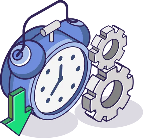 Alarm Clock With Process Gear Illustration