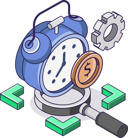Money Making Time Reminder Alarm Clock Illustration