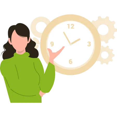 The Girl Is Watching The Time Management Illustration