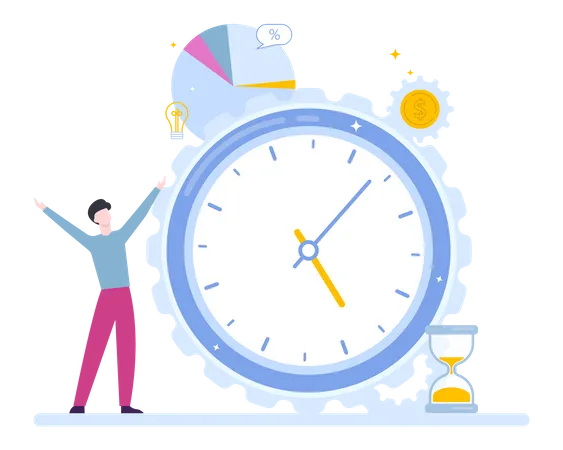 Time Management Concept Idea Of Schedule And Organization Productive Day And Work Optimization Isolated Flat Vector Illustration Illustration