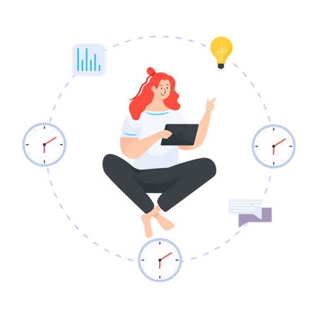 Time management by employee Illustration