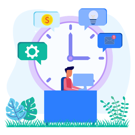 Time management by employee  Illustration