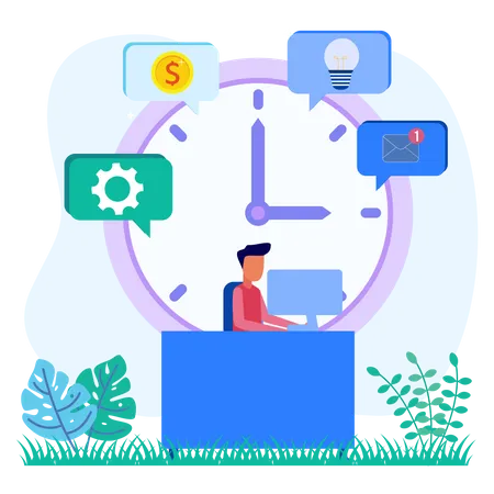 Time management by employee  Illustration