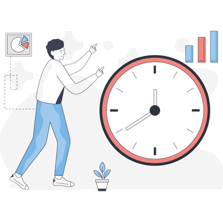 Time Management By Worker  Illustration