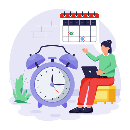 Time management done by employee  Illustration