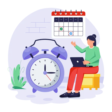 Time management done by employee  Illustration