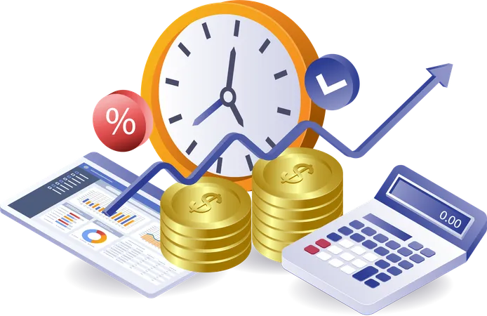 Time management for business finance  Illustration