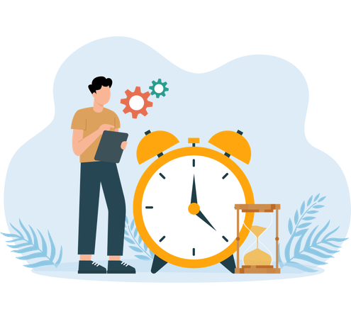 Time management skill learned by employee  Illustration