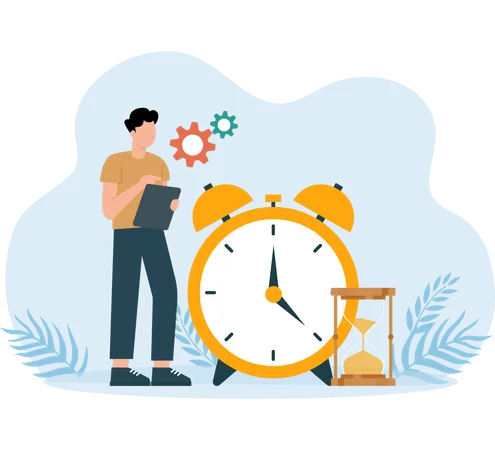 Time management skill learned by employee  Illustration