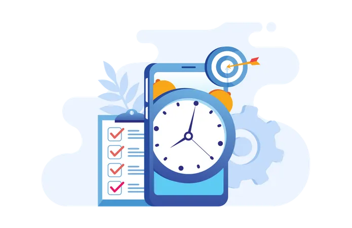 Time management using mobile app  Illustration