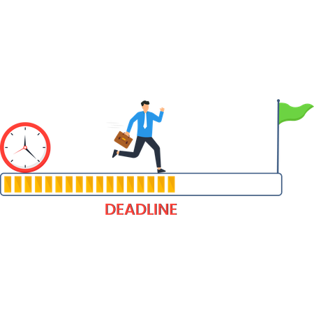 Time Management  with Clock Flag and Progress Bar  Illustration