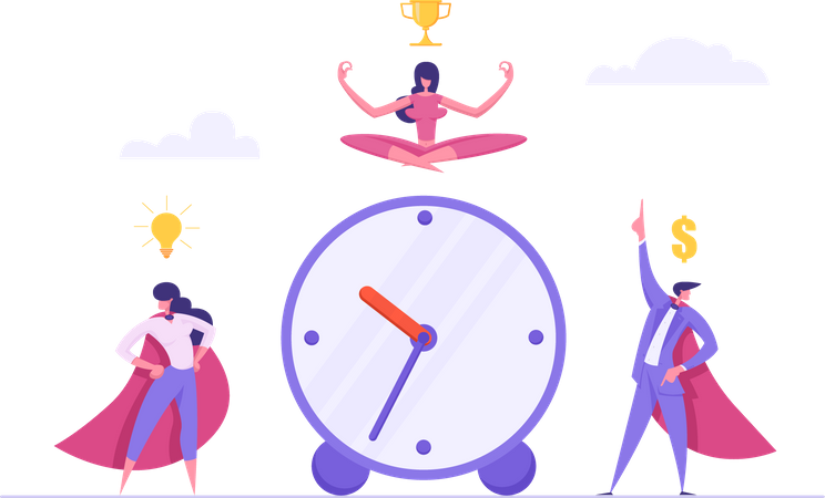 Time Management with Successful Business Team  Illustration