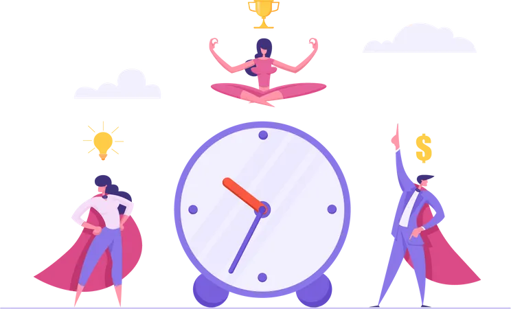 Time Management with Successful Business Team  Illustration