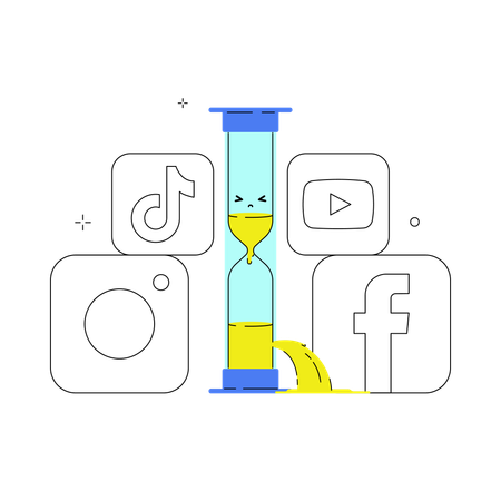 Time spent scrolling on social media  Illustration