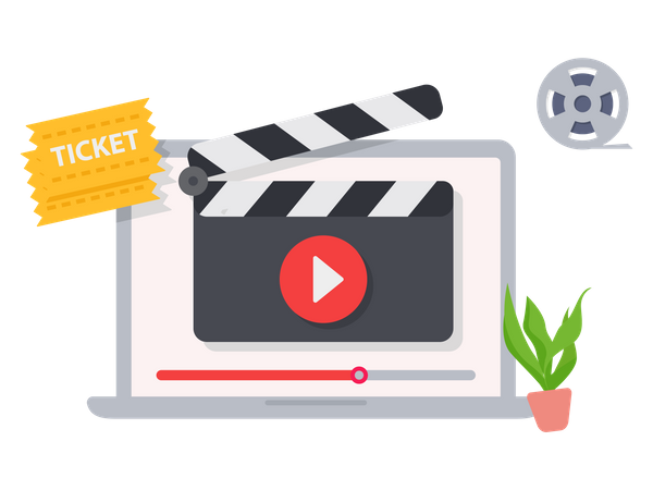 Tira y carrete de película de cine online.  Ilustración