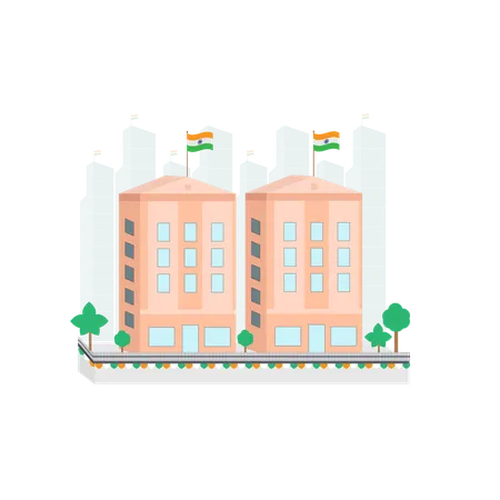 Tiranga on building  Illustration