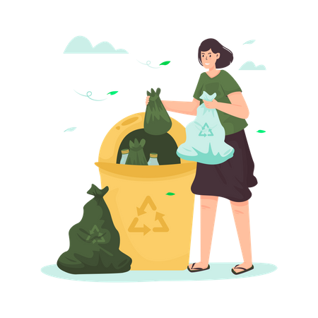 Tirar basura al basurero  Ilustración