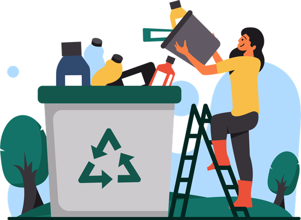 Tirar basura reciclable  Ilustración