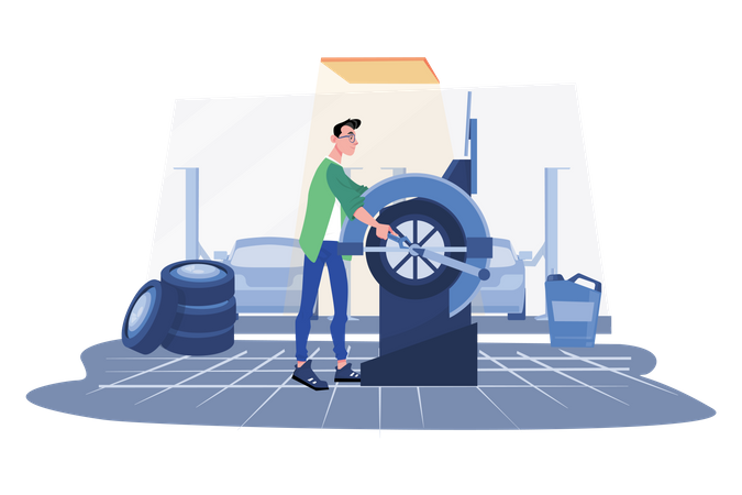 Tire Balancing Service  Illustration