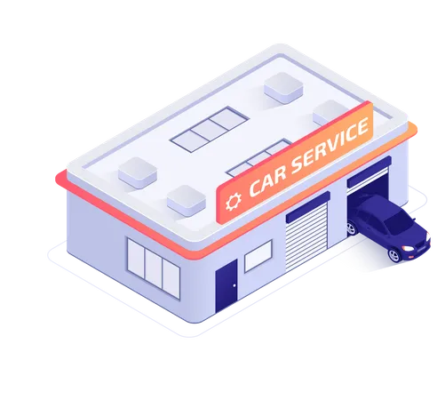 Tire Fitting and Car Service Center  Illustration