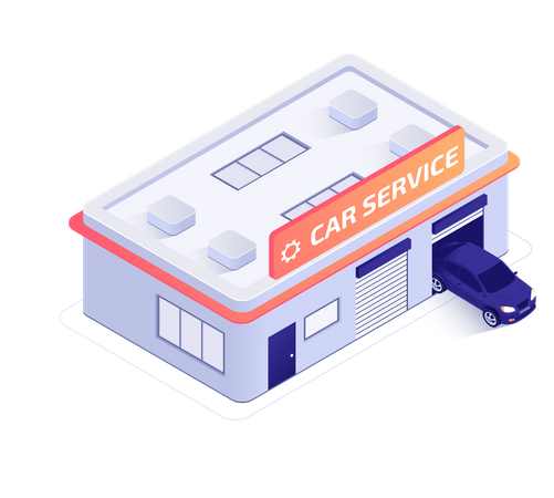 Tire Fitting and Car Service Center  Illustration