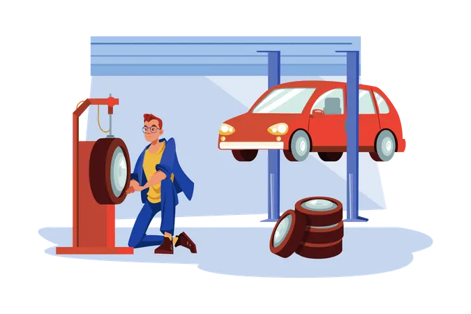Tire Vulcanizing Repair Service Illustration