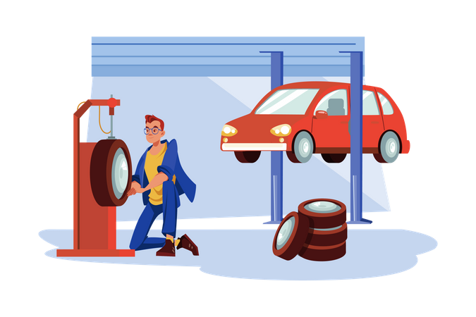 Tire Vulcanizing Repair Service  Illustration