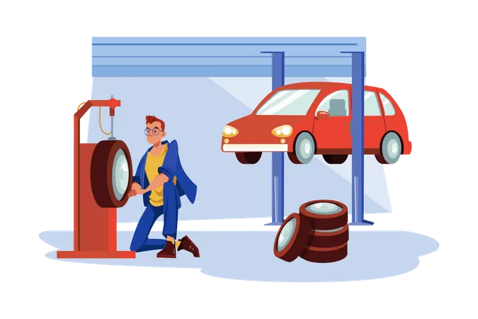 Tire Vulcanizing Repair Service  Illustration