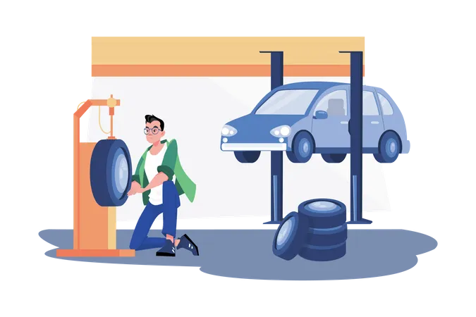 Tire Vulcanizing Repair Service  Illustration