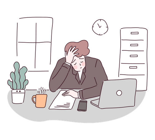 Tired business employee Illustration