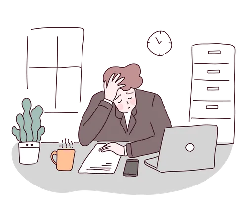 Tired business employee Illustration
