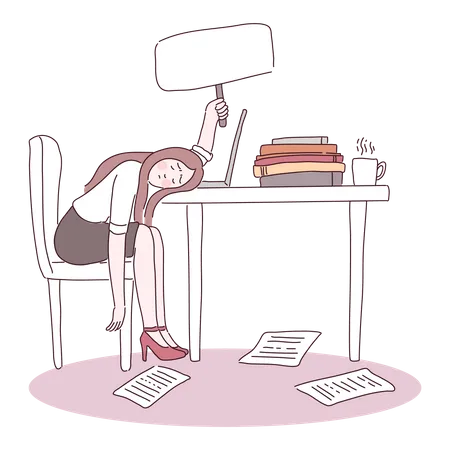 Tired business woman Illustration