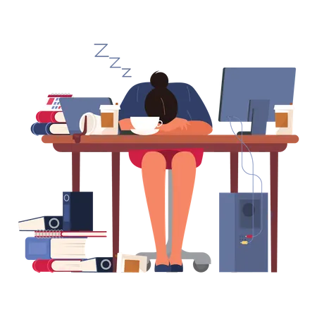 Tired business woman  Illustration