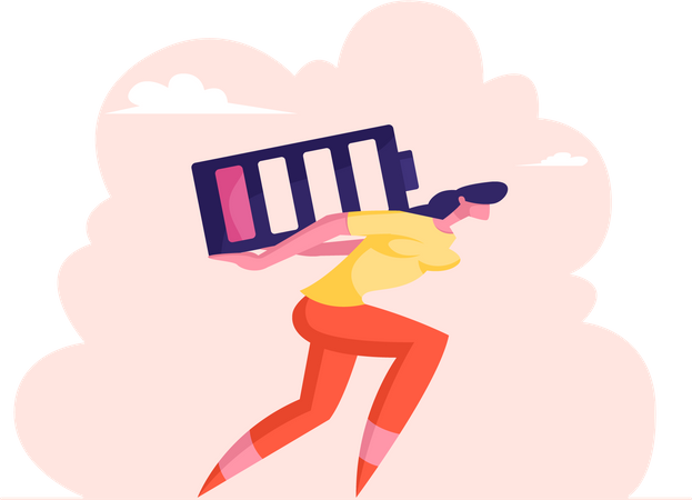 Tired business woman due to overwork  Illustration