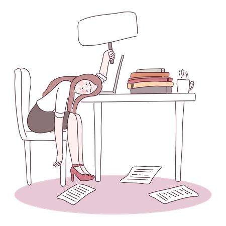 Tired business woman  Illustration