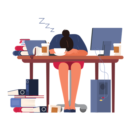 Tired business woman  Illustration