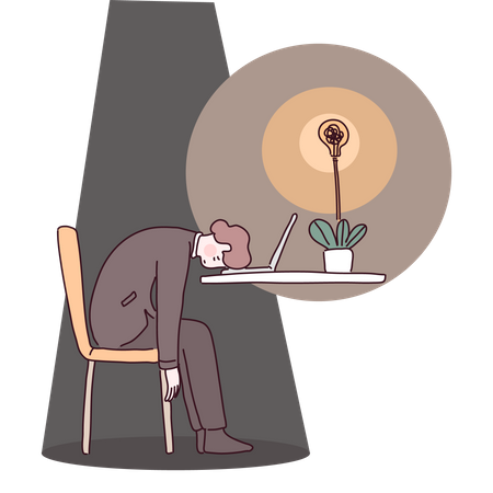 Tired businessman by overtime Illustration