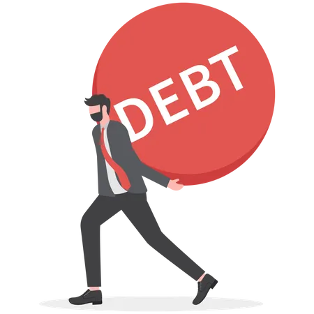 Debt Burden Financial Obligation Or Loan Payment Heavy Load Of Money Failure Mortgage Or Borrowing Money Problem Concept Tried Businessman Carrying Big Debt Illustration